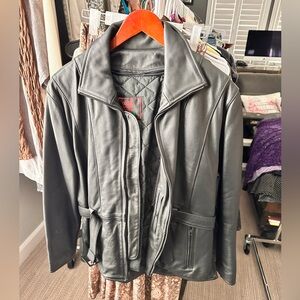 #307 Women's Fashion by Rose True Vintage Leather Belt Jacket in Size Large.